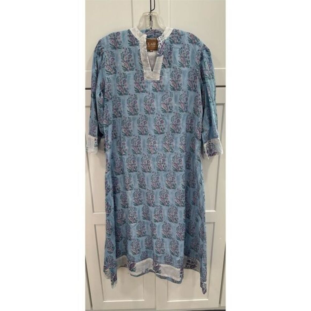 Clara The Label Women's M Blue‎ Floral Tunic Dress Casual SI59